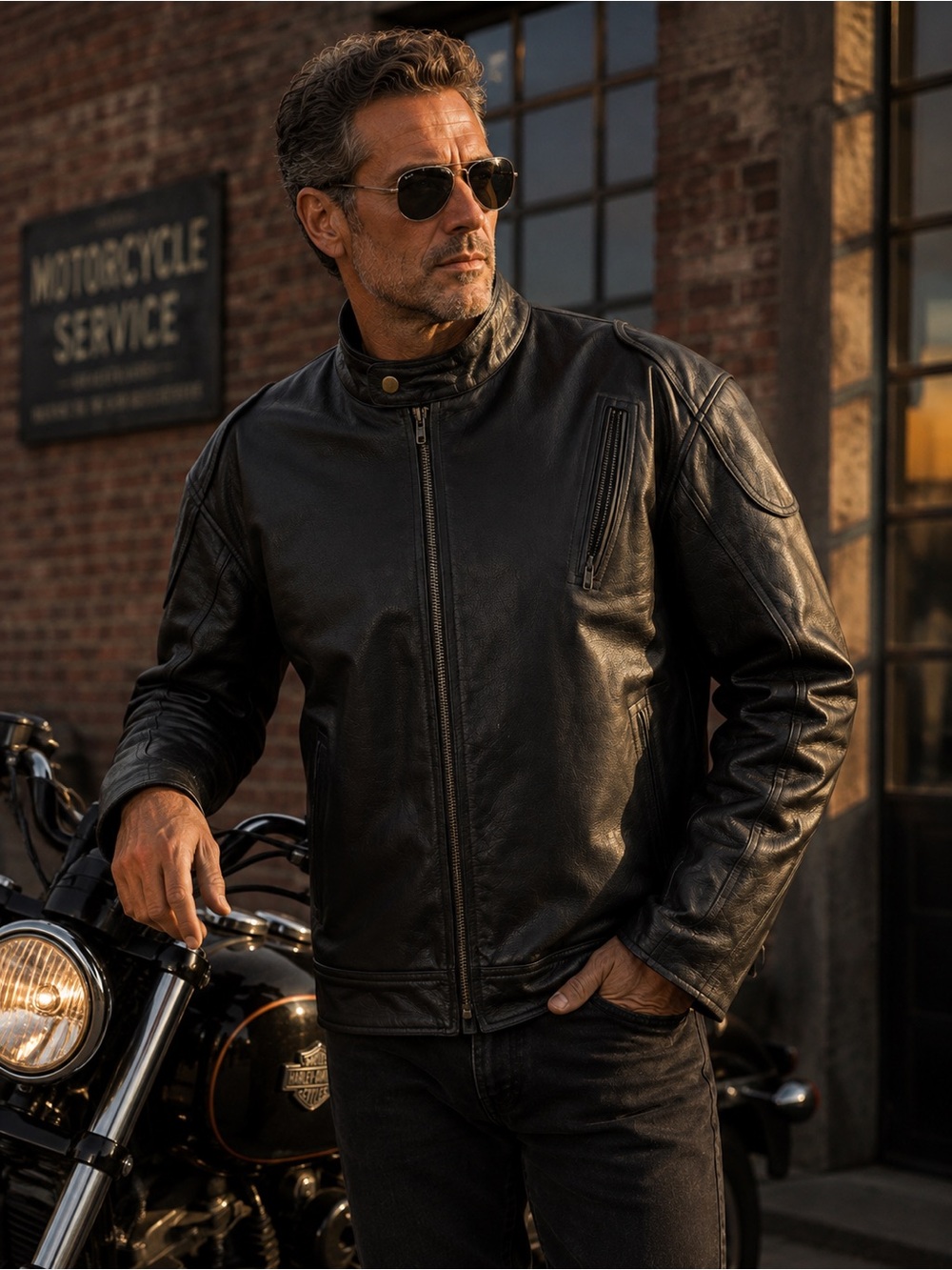 Hawke & Co Black Leather Bomber Jacket